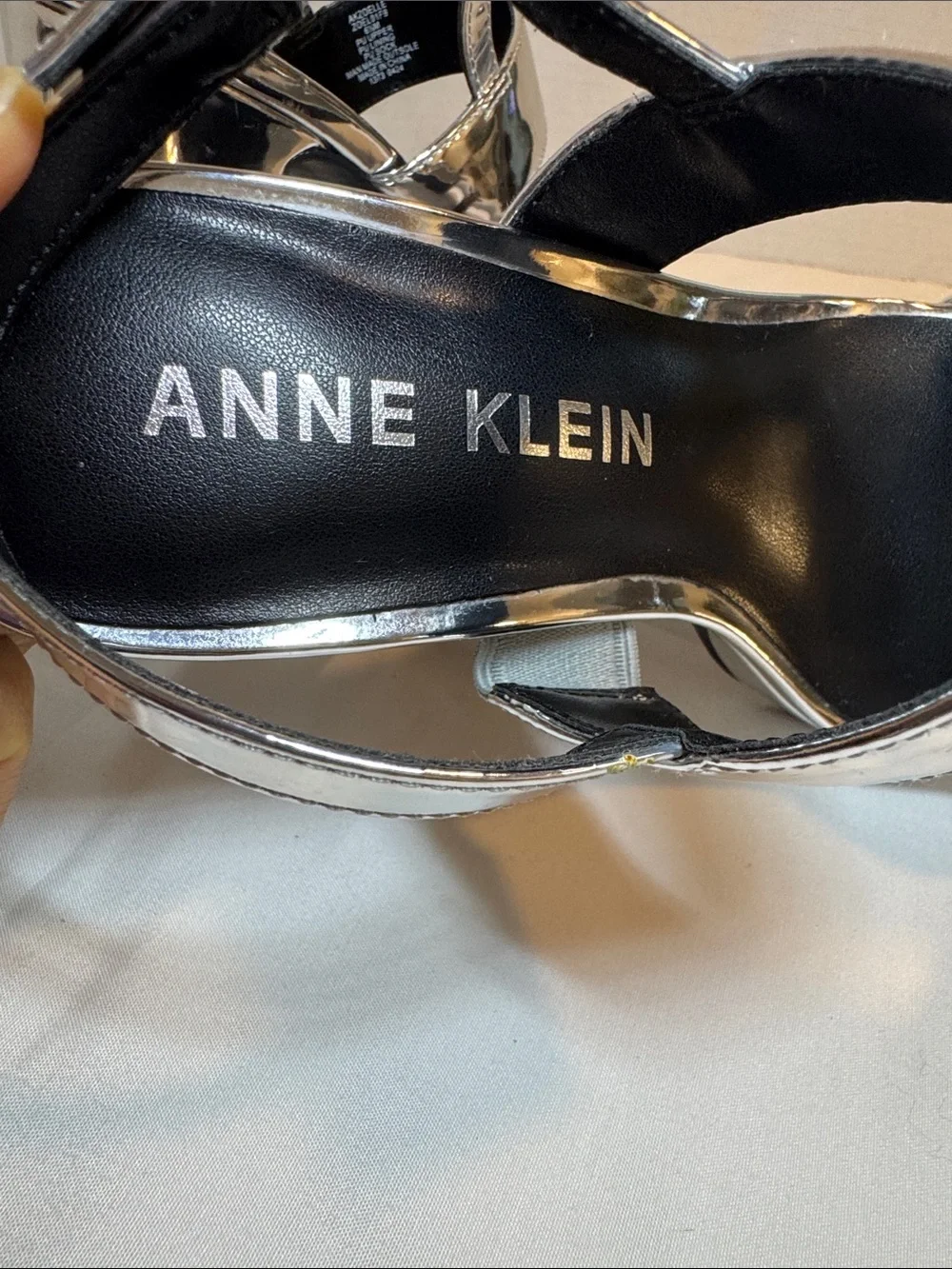 Anne Klein Chrome Metallic Platform Sandals
